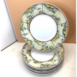Set of 6 American Atelier Signals 100 Dinnerware Nautical Salad/Bread Plates 6"